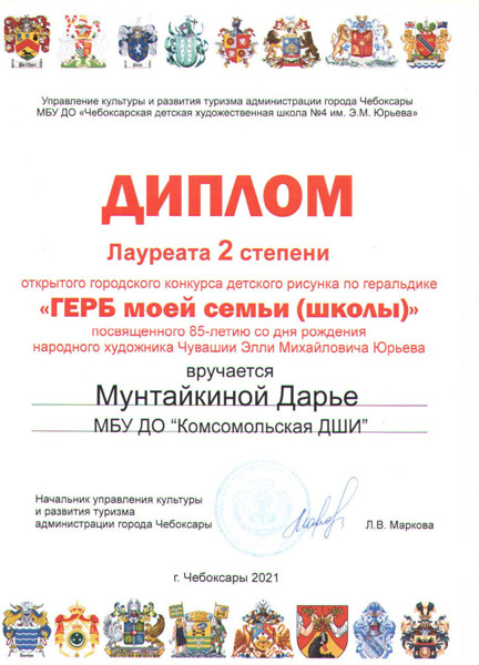 Итоги открытого городского конкурса детского рисунка по геральдике «ГЕРБ моей семьи (школы)».