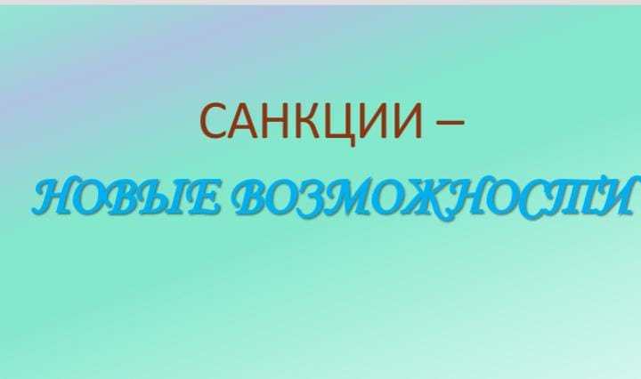 Информационная пятиминутка по теме «Санкции – новые возможности»