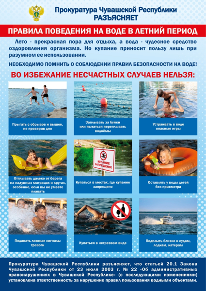 Прокуратура Чувашской Республики разъяснения Правила поведения на воде в летний период