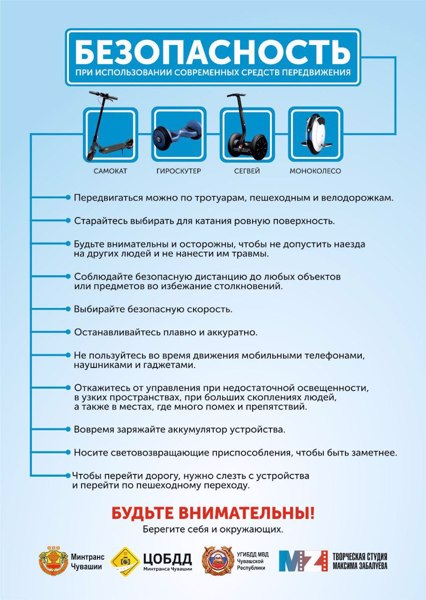 Безопасность при использовании современных средств передвижения