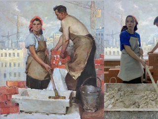 Фролов Серафим Леонидович (Россия, 1924-1970) «На стройке», 1956 г.