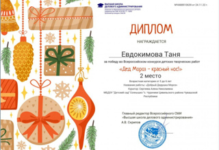 2 место во Всероссийском конкурсе "Дед Мороз - красный нос!"