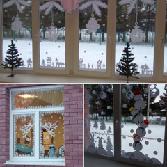 Новогодние окна детского сада