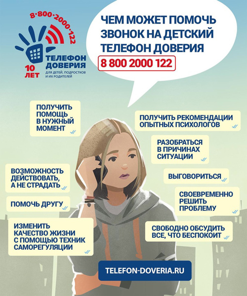 Телефон доверия:  8-800-2000-122