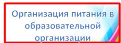 Организация  питания в образовательной организации