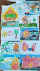 C детьми дошкольной группы  «Пчелки» МБОУ «Шимкусская СОШ»  провели конкурс рисунков «Осторожно, огонь!»