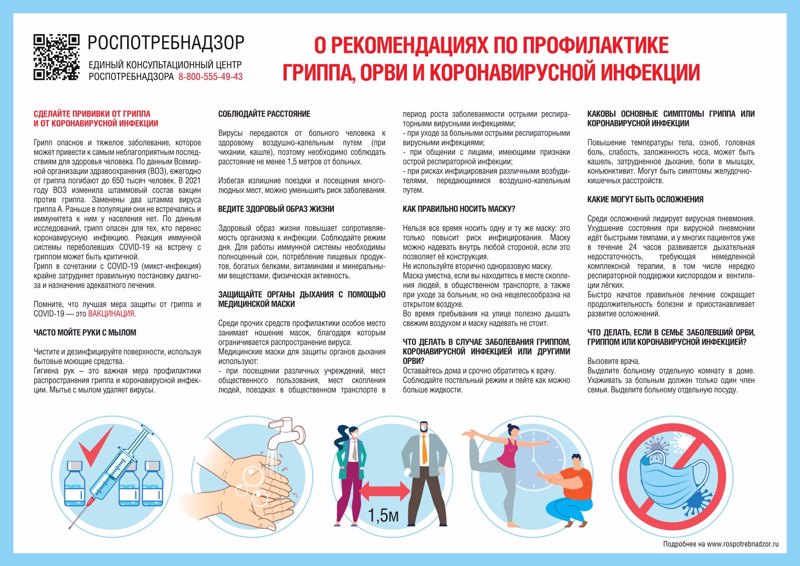 О рекомендациях по профилактике гриппа, ОРВИ и новой коронавирусной инфекции