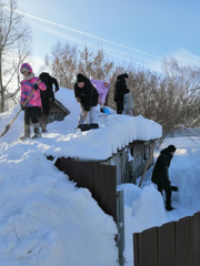 Учащиеся 7-8 классов оказали помощь по очистке снега Мальковой Татьяне Петровне , у который сын проходит военную службу по контракту на СВО.