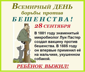 Всемирный день борьбы с бешенством  и меры профилактики.