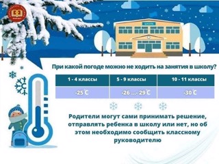 Министерство образования Чувашии сообщает о правилах перехода школ на дистанционное обучение в сильные морозы.