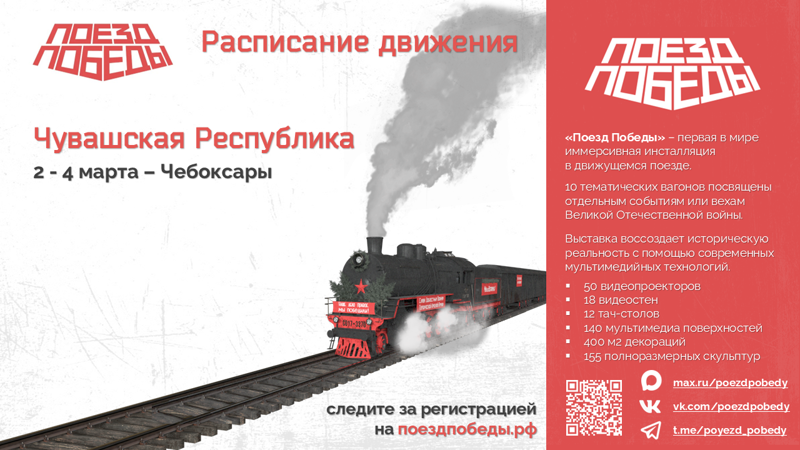 Уникальный музей «Поезд Победы» посетит Чувашию