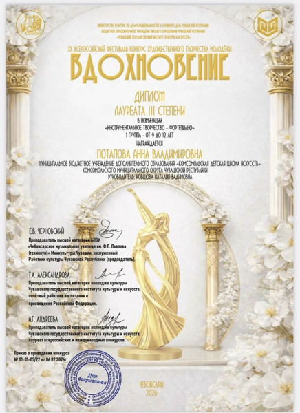 ХХ Всероссийский фестиваль-конкурс художественного творчества молодежи "Вдохновение".