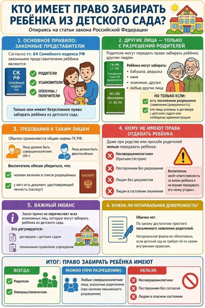 Кто имеет право забирать ребёнка из сада
