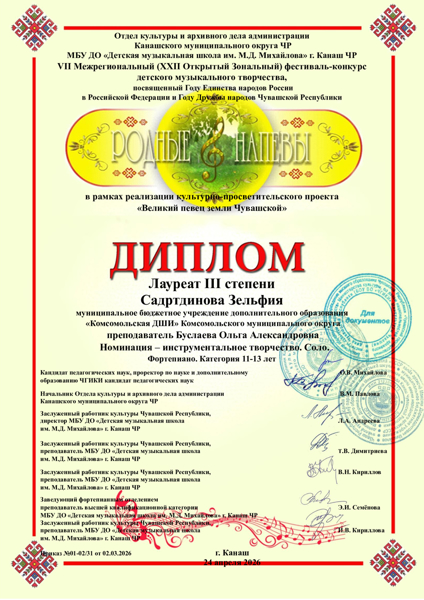 VII Межрегиональный фестиваль-конкурс детского музыкального творчества «Родные напевы».