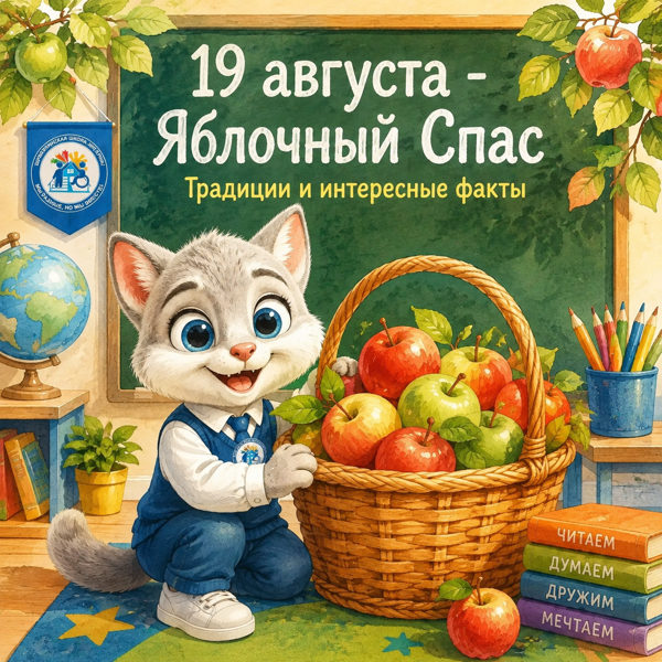 🍏 Встречаем осень вкусно: Яблочный Спас вместе со школьным маскотом Котёнком Лучиком!