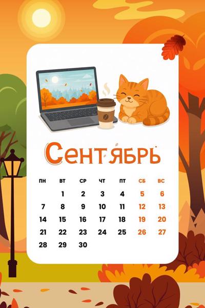 Сентябрь не за горами! Мы подготовили календари на первый осенний месяц 🍁