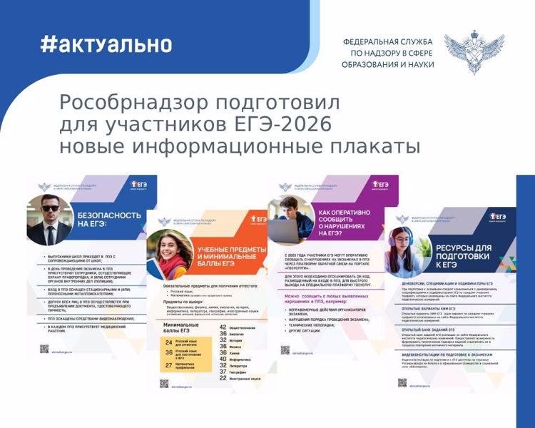 Рособрнадзором подготовлены информационные плакаты, посвященные вопросам подготовки к ЕГЭ