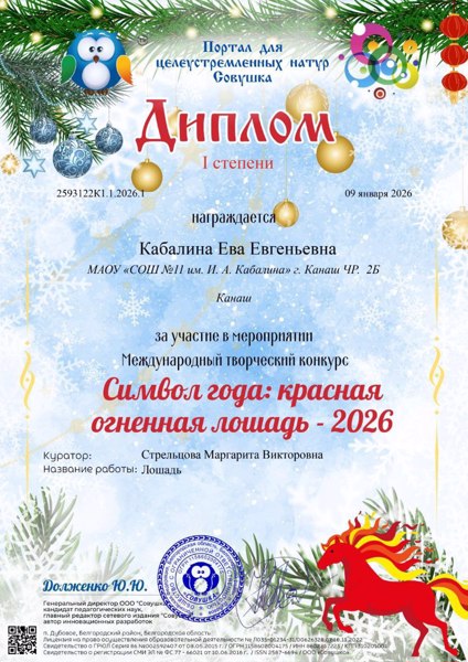 Победа в Международном творческом конкурсе