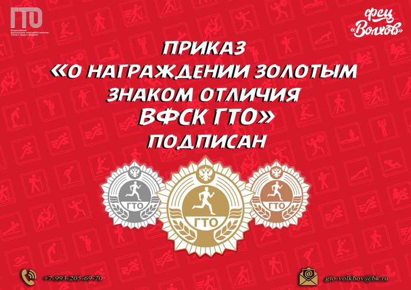 Опубликован Приказ о награждении золотым знаком отличия ВФСК ГТО за IV квартал 2025 года! 🏆